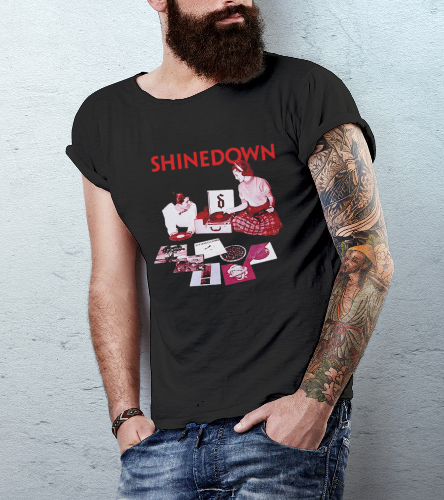 Shinedown Vinyl Record Collage Retro Music Band T-Shirt