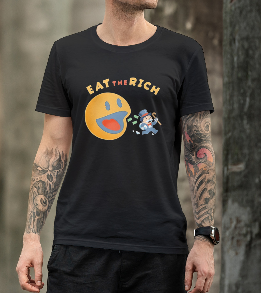 Eat The Rich Monopoly Man Pac Man Capitalism T-Shirt