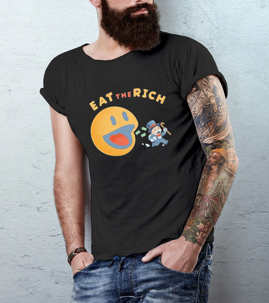 Eat The Rich Monopoly Man Pac Man Capitalism T-Shirt