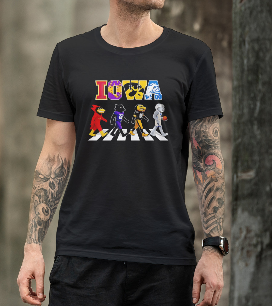 Iowa Mascots Abbey Road Walk Cardinals Panthers Bulldogs T-Shirt