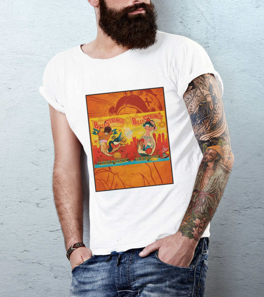 Billy Strings Greatest Show Of All Time Boxing Panels Playful Cartoon T-Shirt