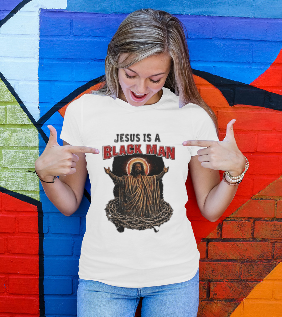 Jesus Is A Black Man With Thorns And Radiant Halo T-Shirt
