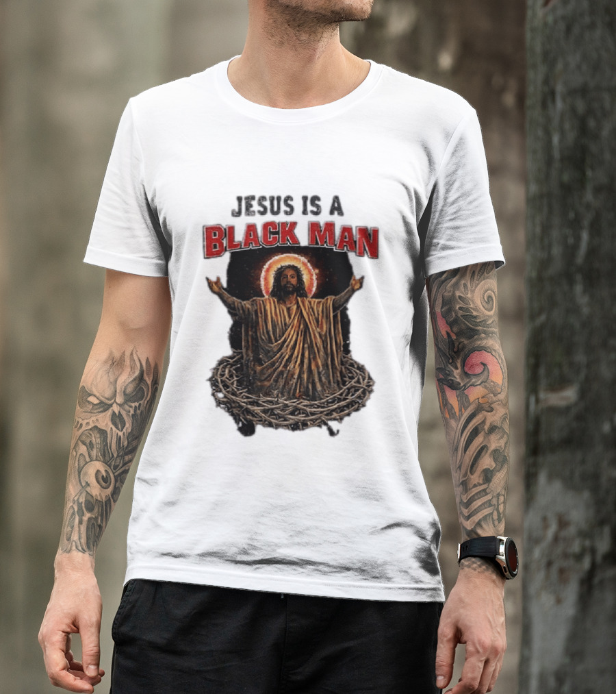 Jesus Is A Black Man With Thorns And Radiant Halo T-Shirt