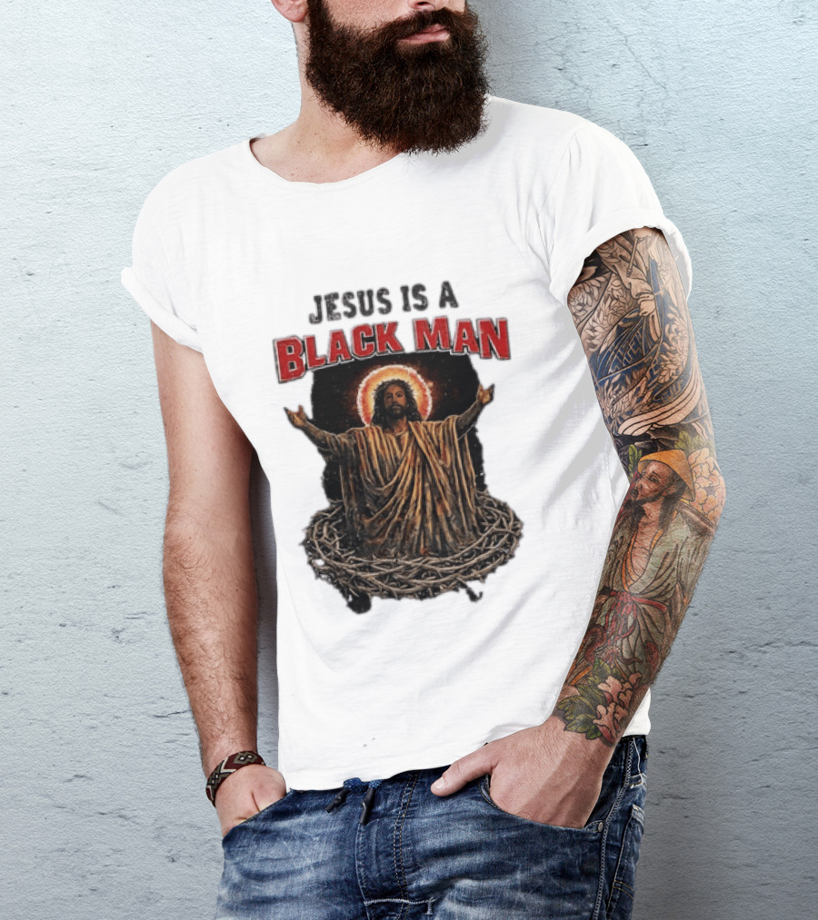 Jesus Is A Black Man With Thorns And Radiant Halo T-Shirt