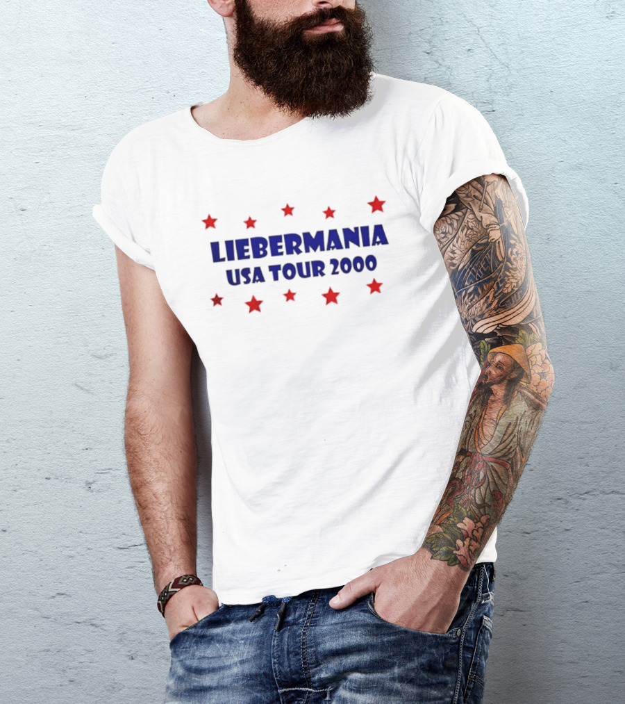Joe Lieberman 2000 Presidential Campaign Liebermania USA Tour 2000 Red Stars T-Shirt