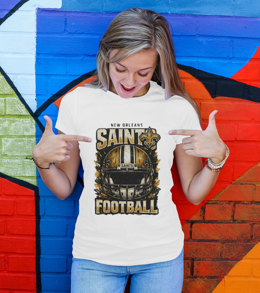 New Orleans Saints Football Helmet Distressed Fleur De Lis T-Shirt