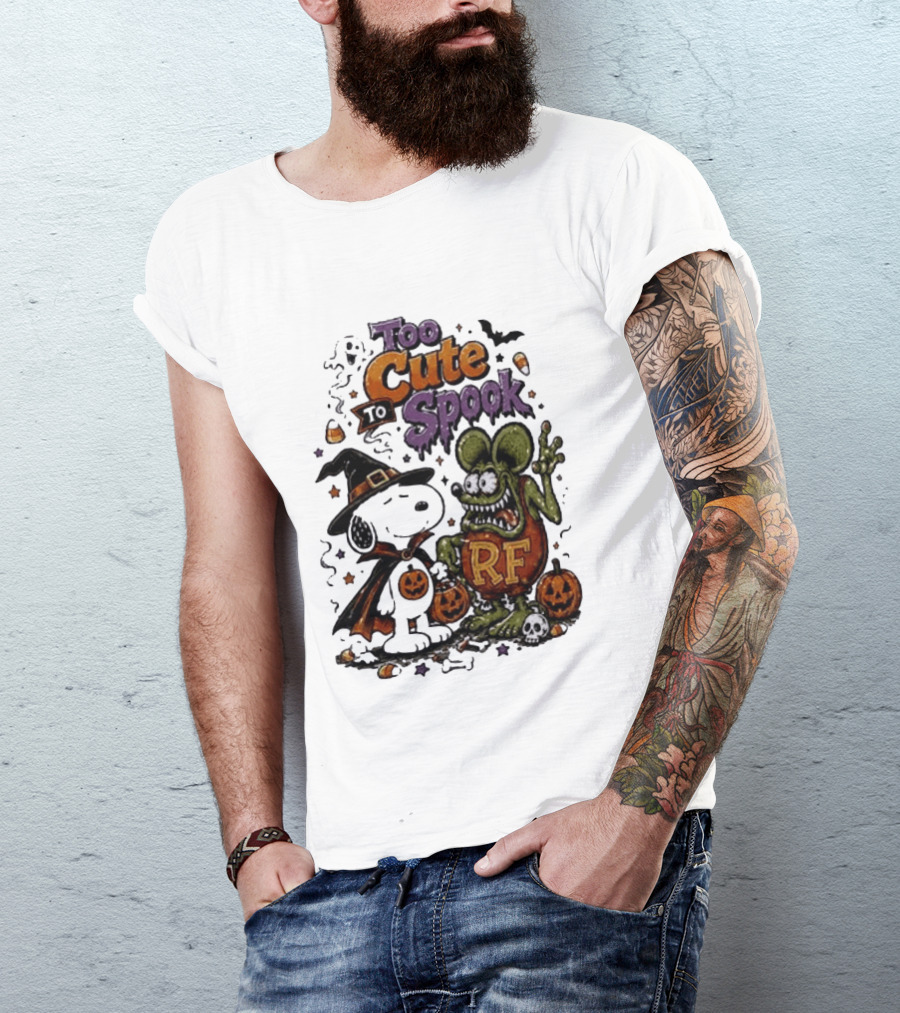 Too Cute To Spook Peanuts Snoopy X Rat Fink Halloween T-Shirt