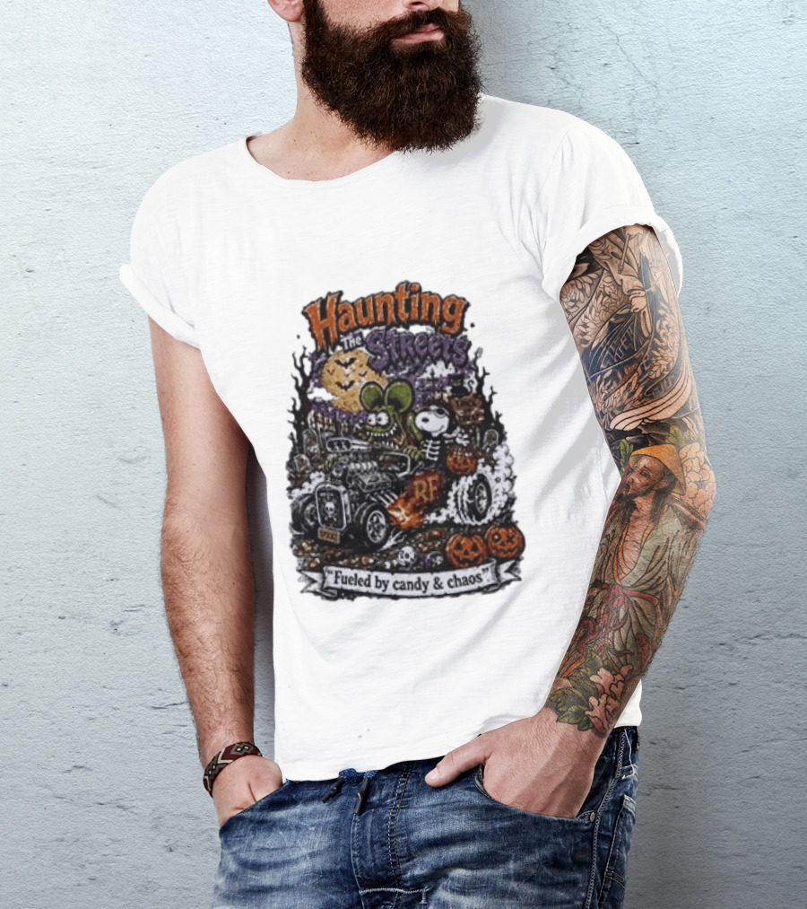 Peanuts Snoopy X Rat Fink Haunting The Streets Fueled By Candy & Chaos Halloween T-Shirt