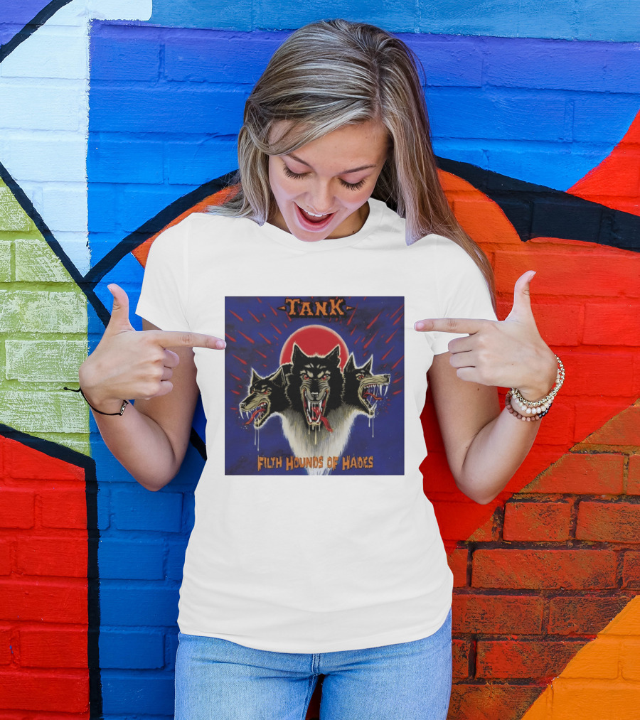 Tank Filth Hounds Of Hades Album Cover Heavy Metal Three Headed Dog Red Moon T-Shirt