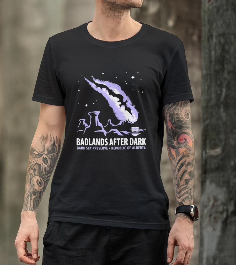 Badlands After Dark Dark Sky Preserve Republic Of Alberta Visionary Celestial Landscape T-Shirt