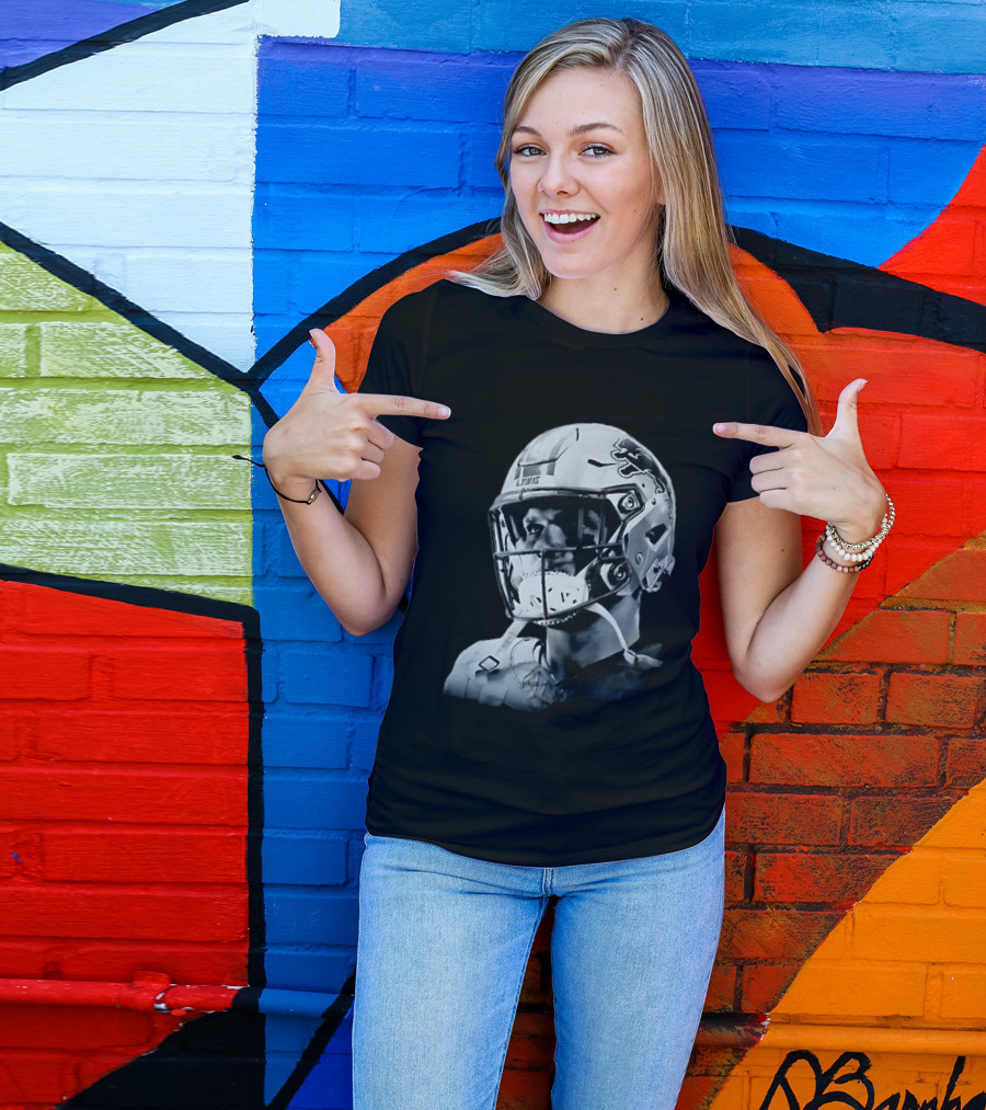 Detroit Lions Aidan Hutchinson Charcoal House Helmet Artistry T-Shirt