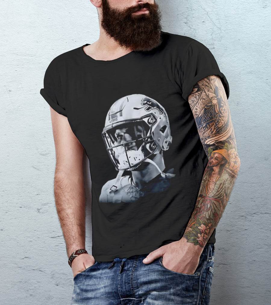 Detroit Lions Aidan Hutchinson Charcoal House Helmet Artistry T-Shirt