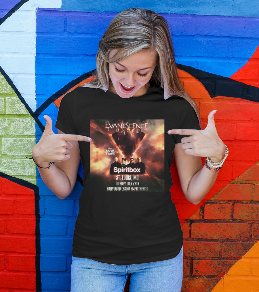 Evanescence Nova Twins Spiritbox Concert St. Louis MO July 28 Hollywood Casino Amphitheater T-Shirt