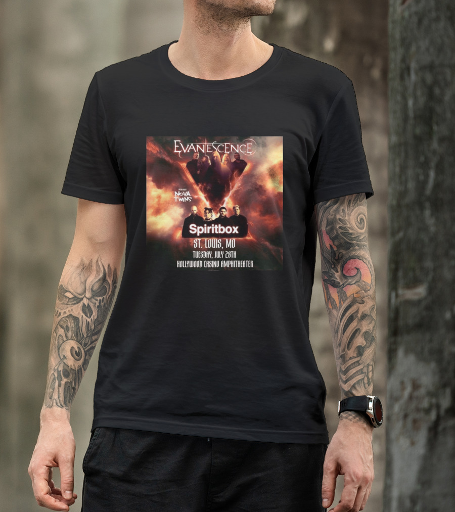 Evanescence Nova Twins Spiritbox Concert St. Louis MO July 28 Hollywood Casino Amphitheater T-Shirt