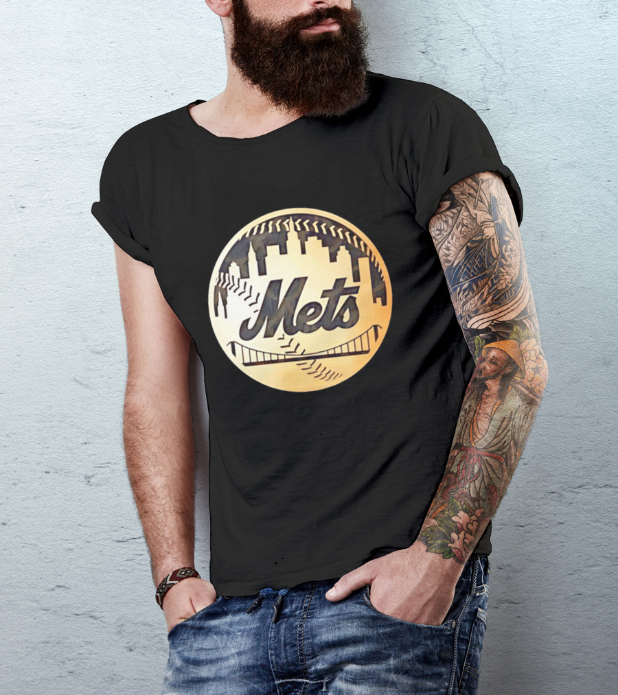 New York Mets Baseball Skyline Bridge MLB T-Shirt