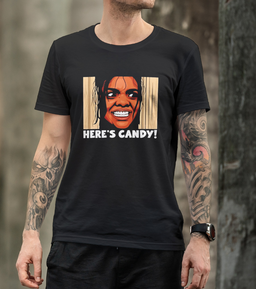 Here's Candy Horror Movie Halloween Face Breaking Through Wood T-Shirt