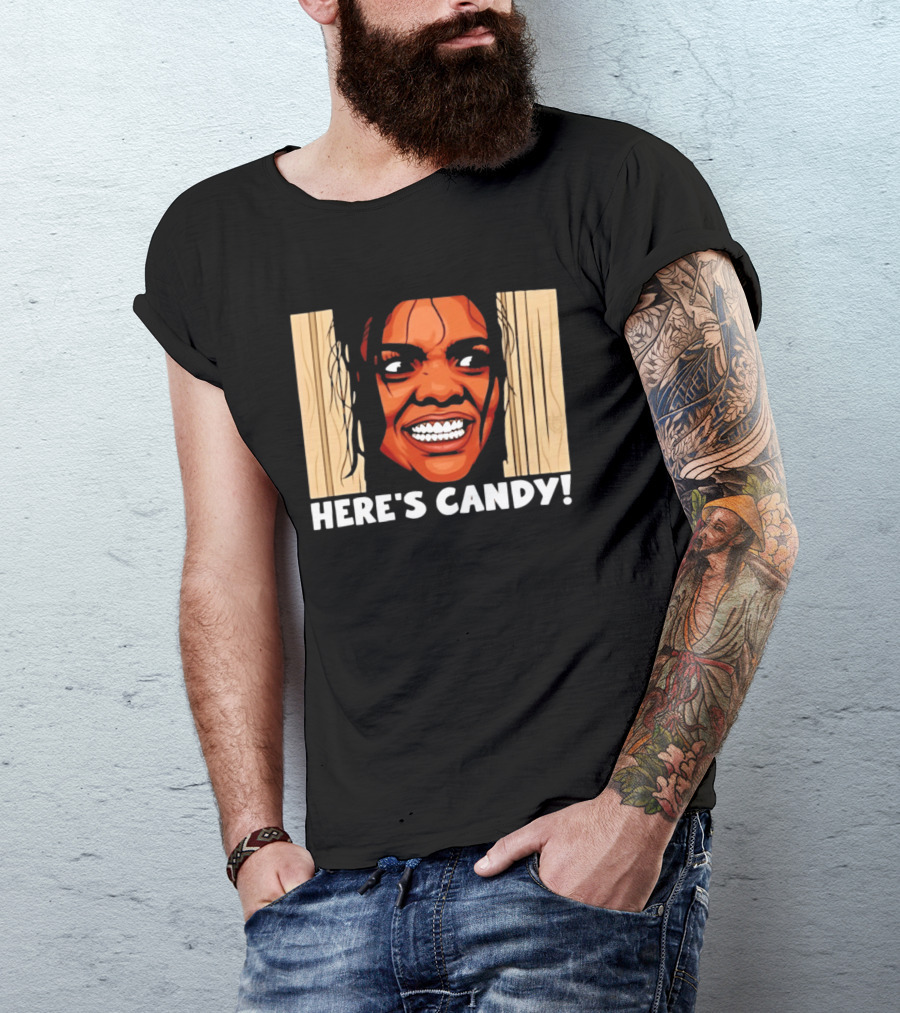 Here's Candy Horror Movie Halloween Face Breaking Through Wood T-Shirt