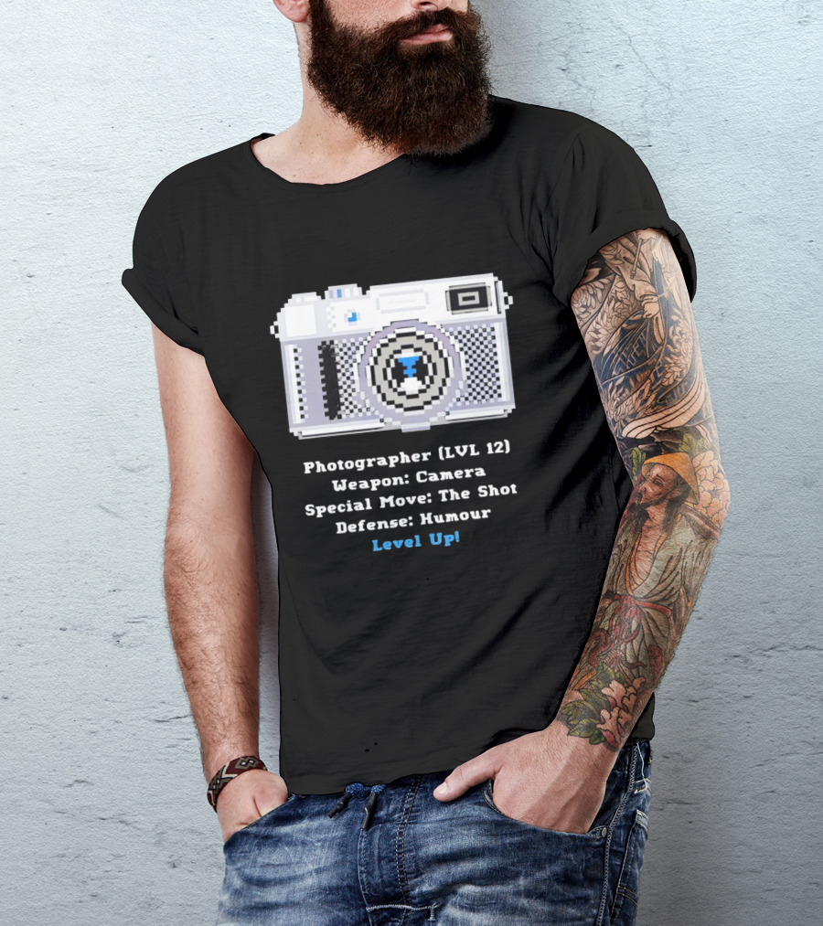 Photographer LVL 12 Weapon Camera Special Move The Shot Defense Humour Level Up T-Shirt
