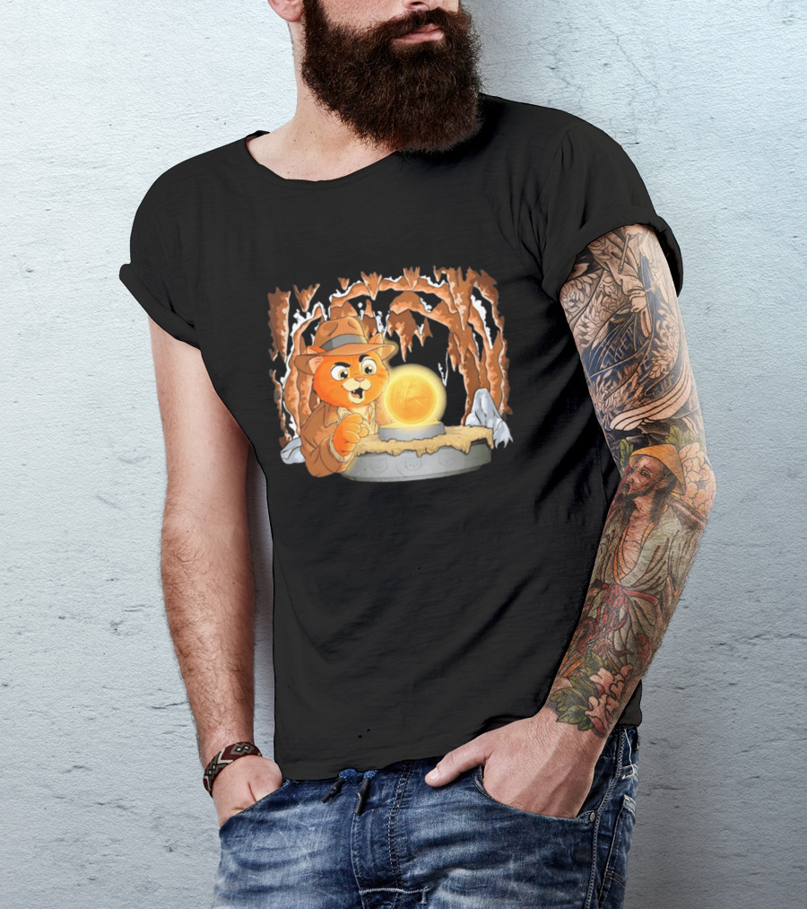 Raiders Of The Lost Yarn Cat Indiana Jones Golden Ball Relic Adventure T-Shirt