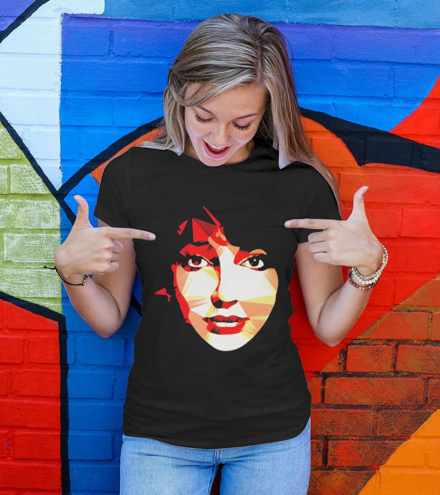 Kate Bush Geometric Pop Singer Red Orange Faceted T-Shirt