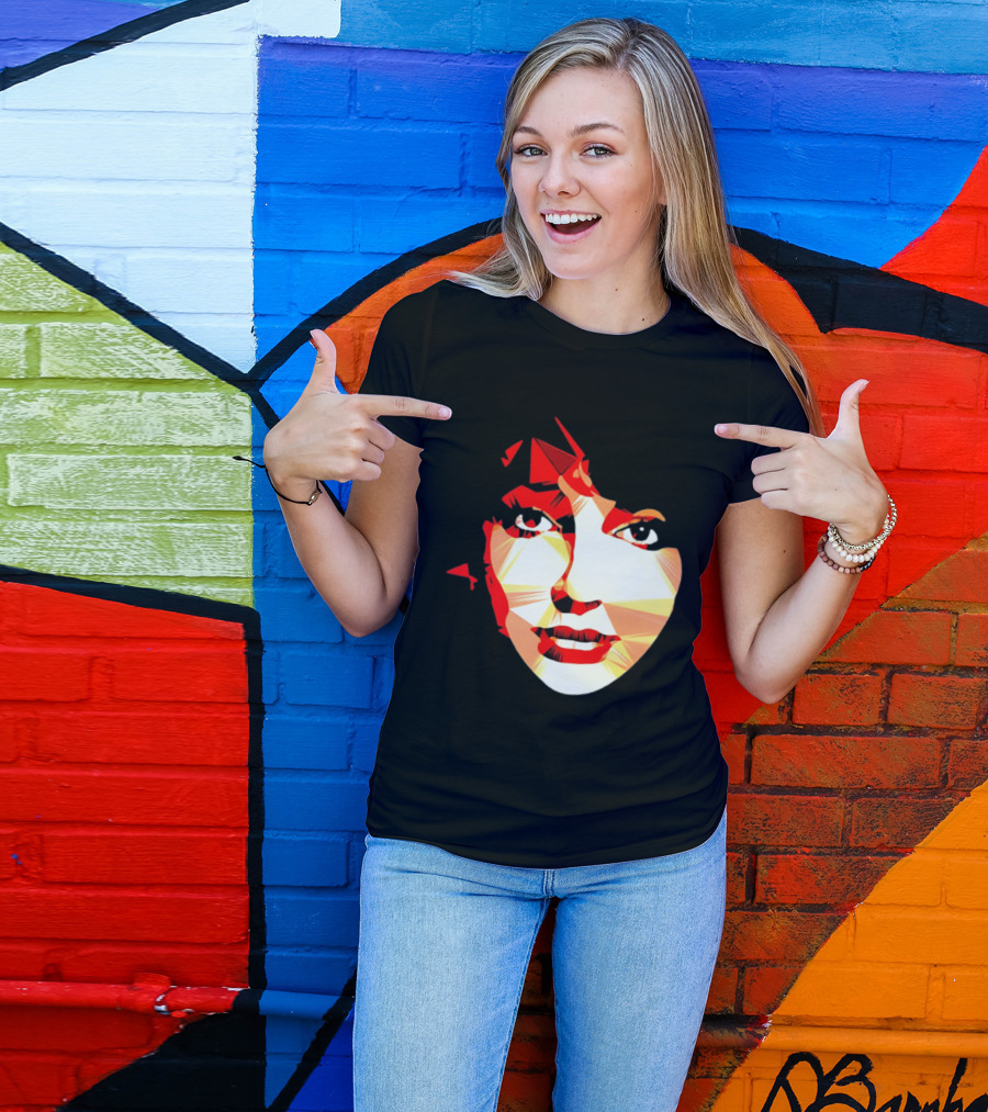 Kate Bush Geometric Pop Singer Red Orange Faceted T-Shirt