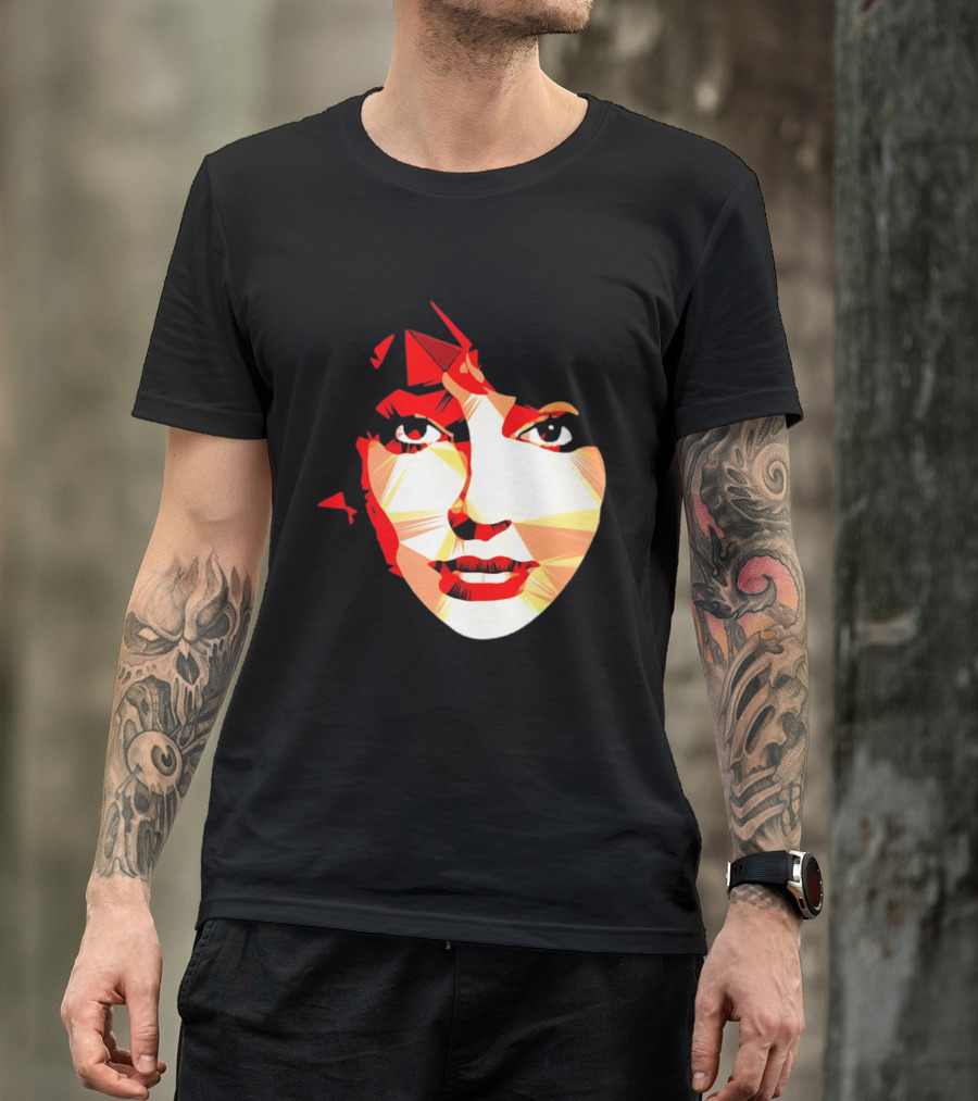 Kate Bush Geometric Pop Singer Red Orange Faceted T-Shirt