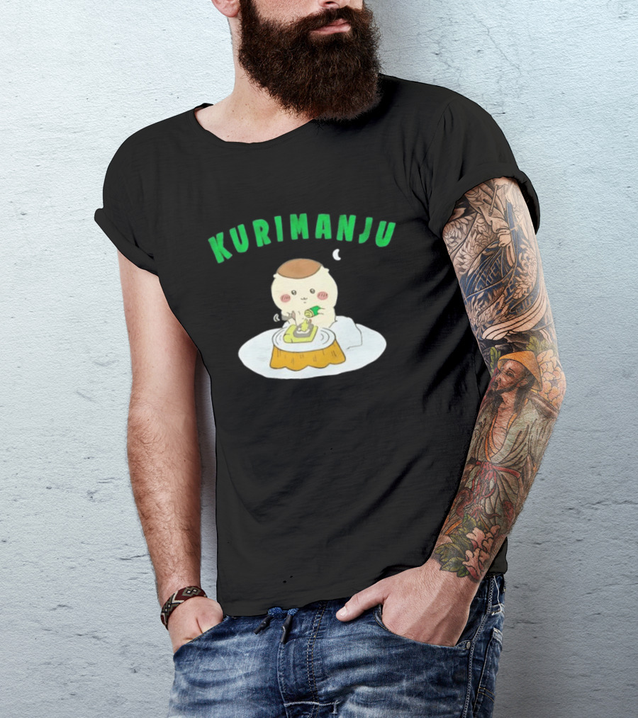 Kurimanju Chiikawa Eating At Night On Tree Stump T-Shirt