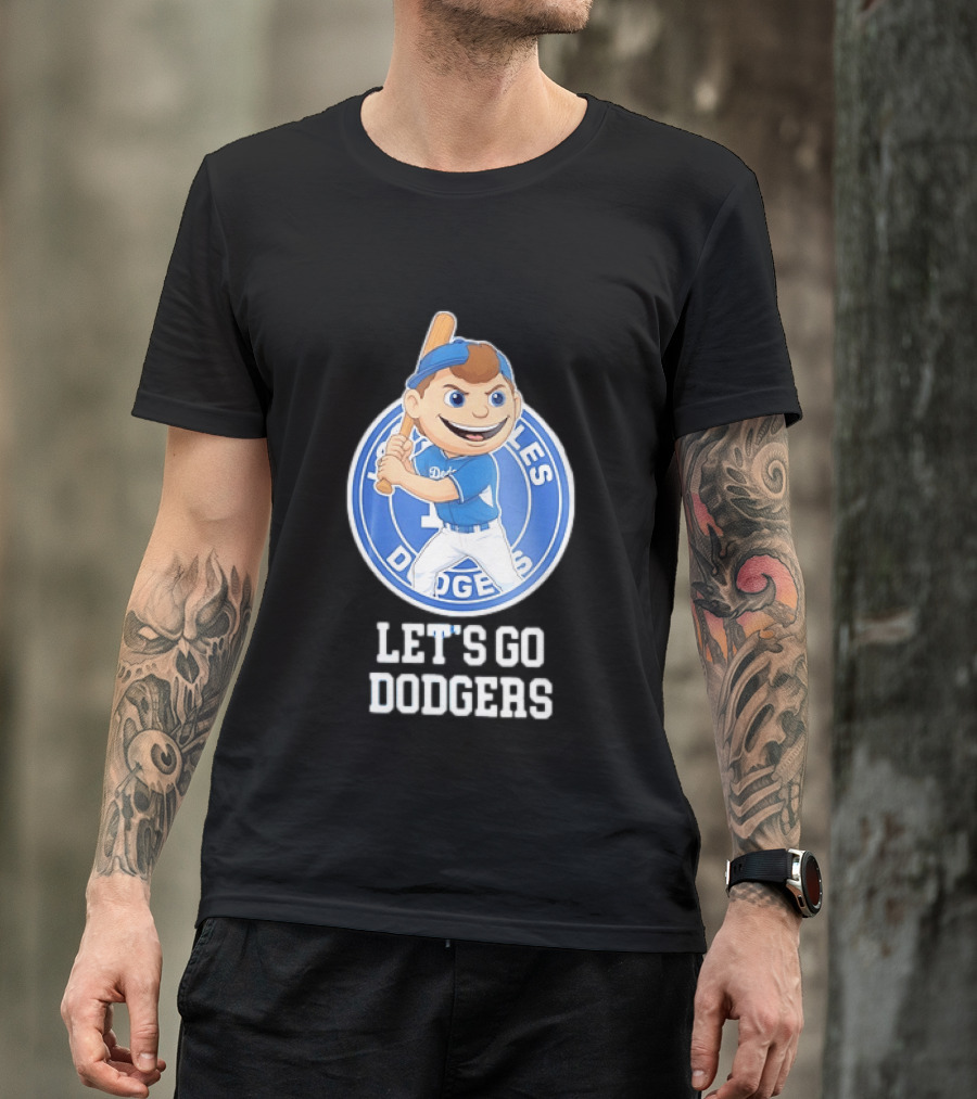 Los Angeles Dodgers Let's Go Dodgers Cartoon Character Baseball Bat T-Shirt
