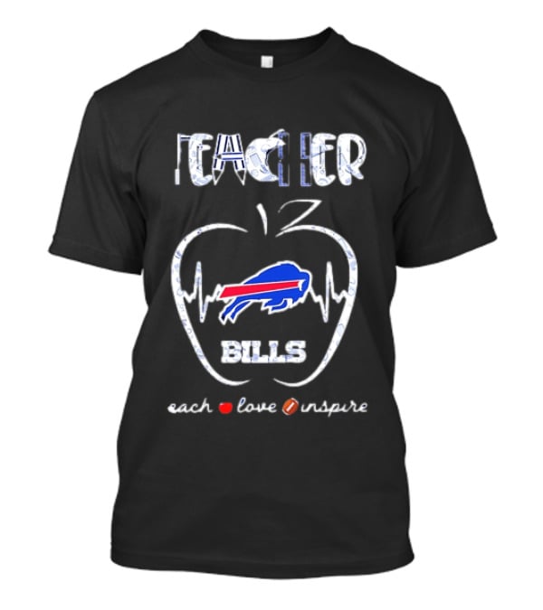 Teacher Buffalo Bills Teach Love Inspire Football Apple T-Shirt