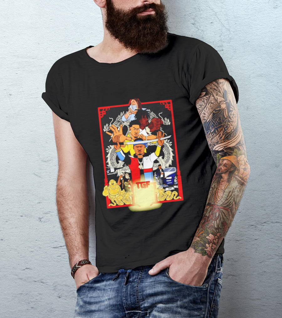 TGF Stinc Team Collage Streetwear Urban Dragons And Cars T-Shirt