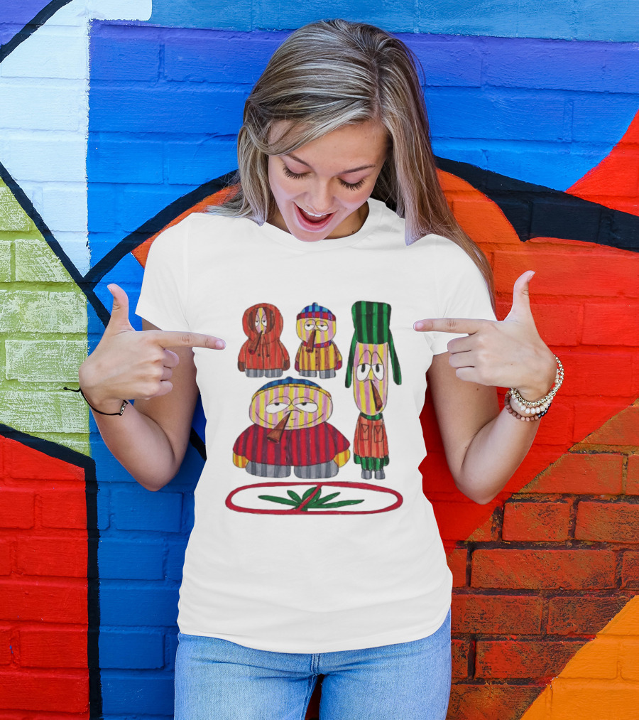 Cartman Stan Kyle Kenny South Park Characters Smoking No Weed Prohibition T-Shirt