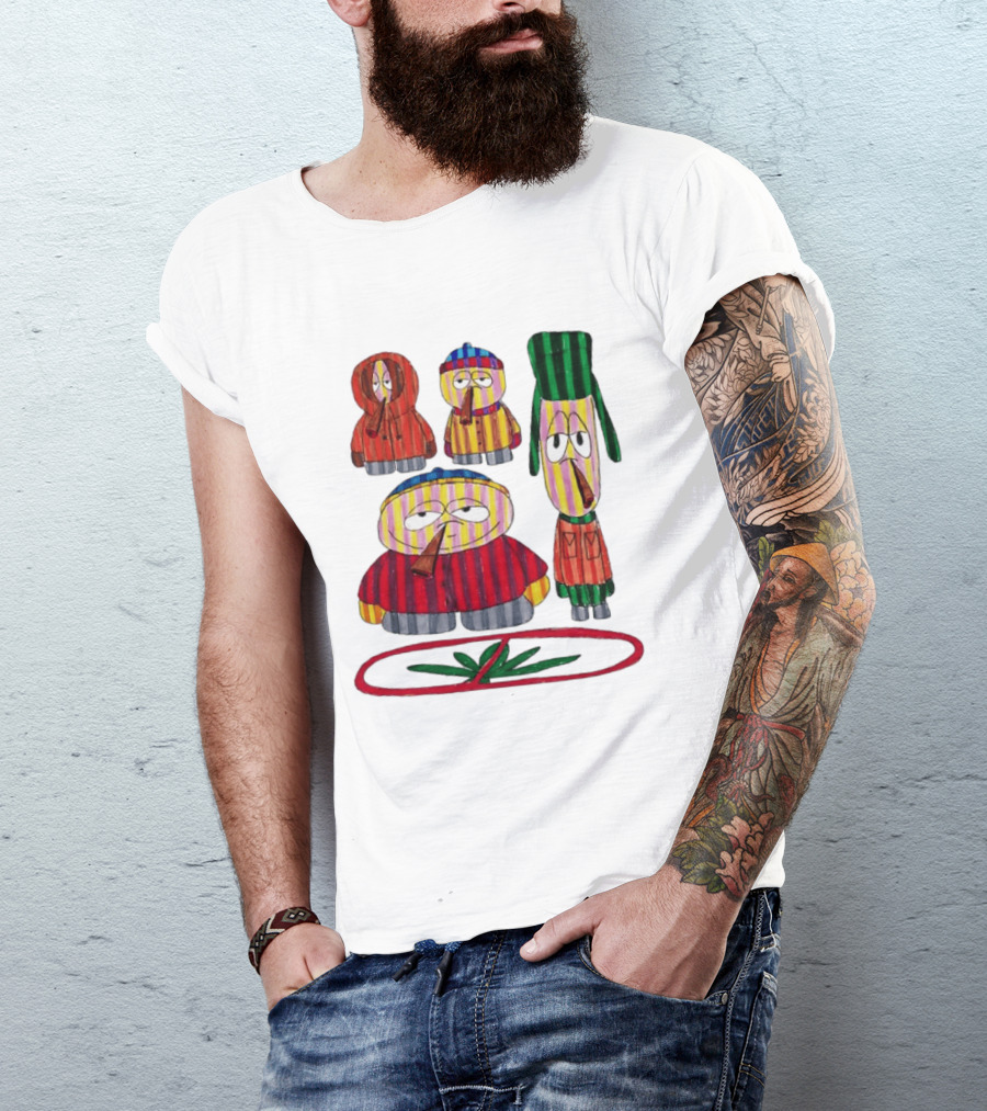 Cartman Stan Kyle Kenny South Park Characters Smoking No Weed Prohibition T-Shirt