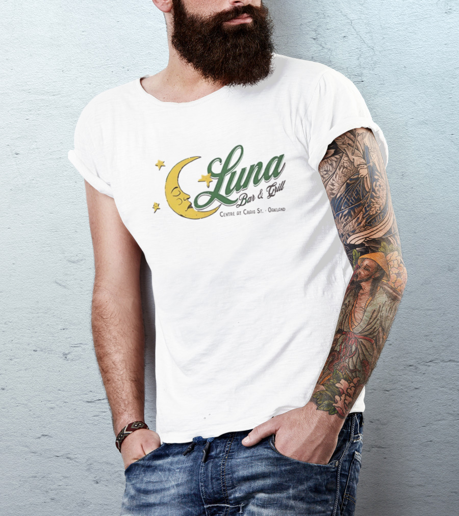 Luna Bar And Grill Centre At Craig St Oakland Moon And Stars T-Shirt