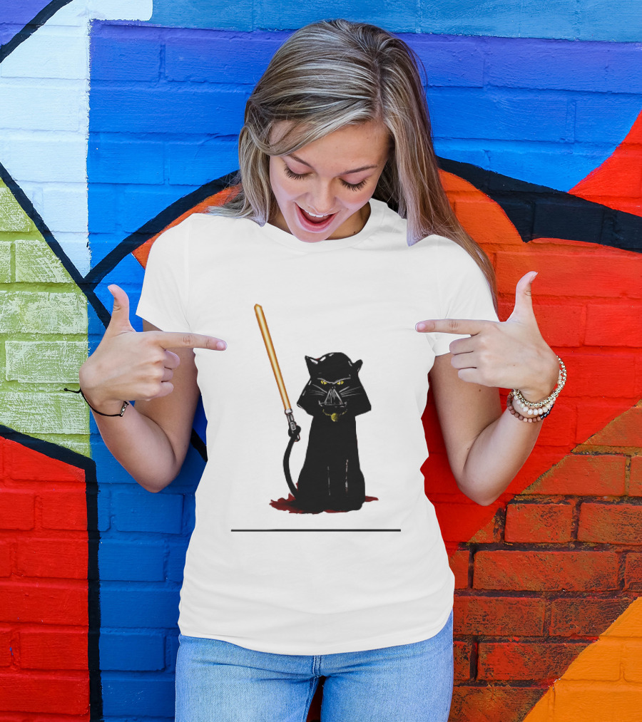 Darth Vader Cat Lightsaber Star Wars T-Shirt