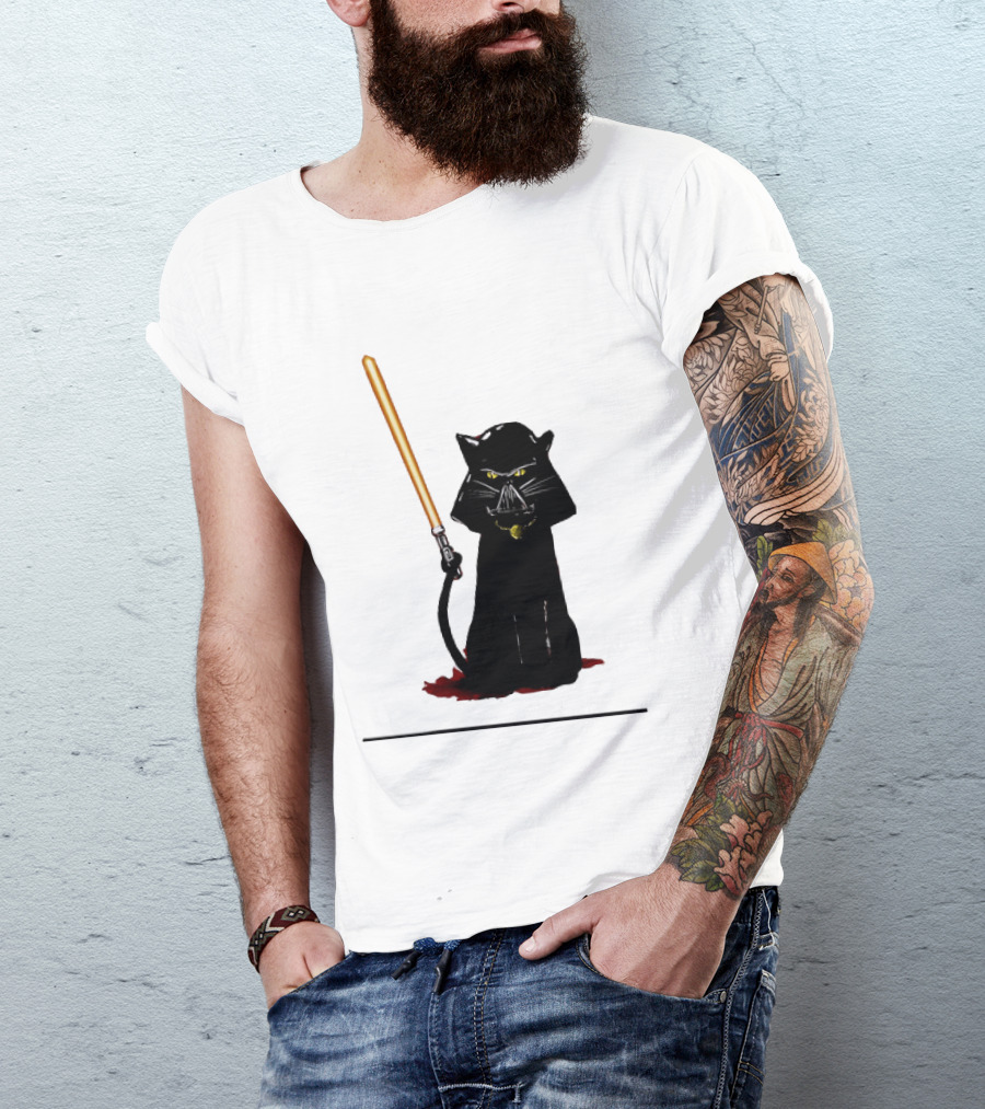 Darth Vader Cat Lightsaber Star Wars T-Shirt