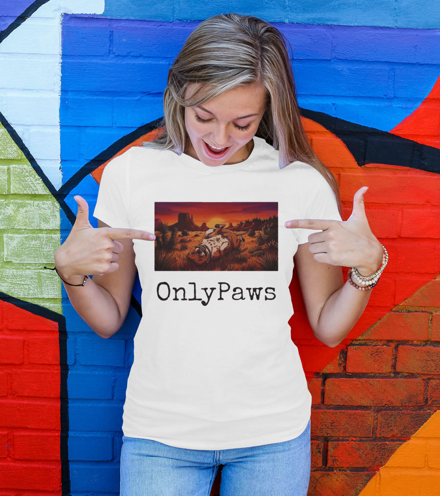 Desert Sunset Playful Pit Bull OnlyPaws Scenic Wonderland T-Shirt