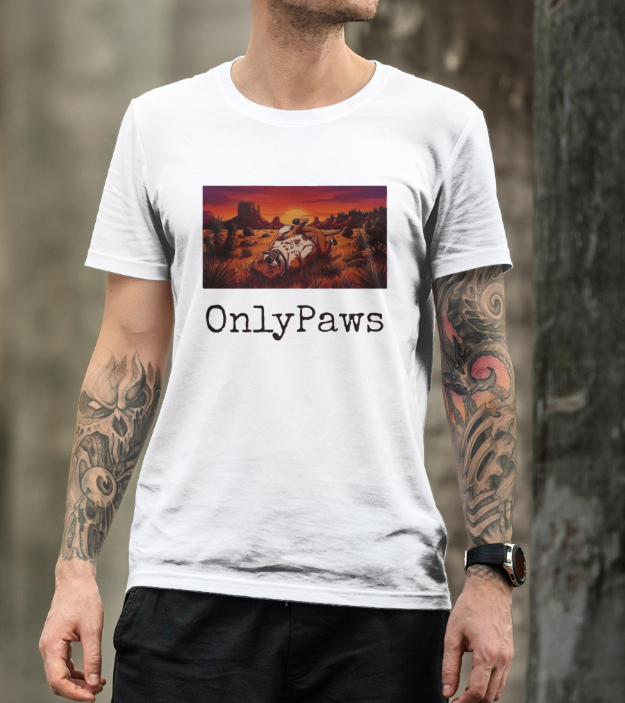 Desert Sunset Playful Pit Bull OnlyPaws Scenic Wonderland T-Shirt
