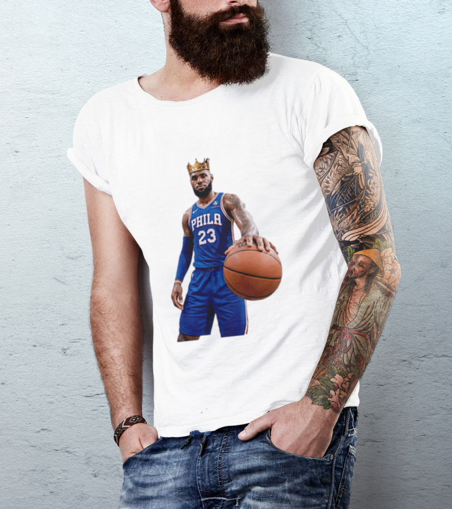 LeBron James King Crown Dribbling Philadelphia 76ers Basketball Player 23 Phila T-Shirt