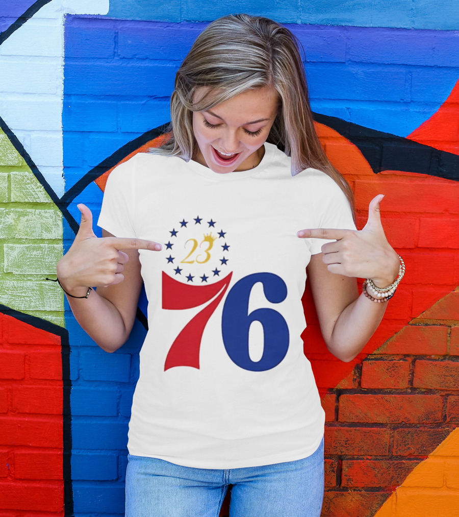 LeBron James 23 Philadelphia 76ers Inspired Number Stars T-Shirt