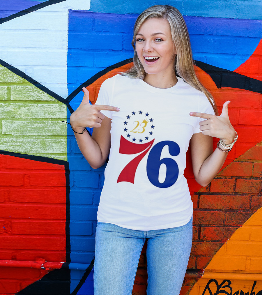 LeBron James 23 Philadelphia 76ers Inspired Number Stars T-Shirt