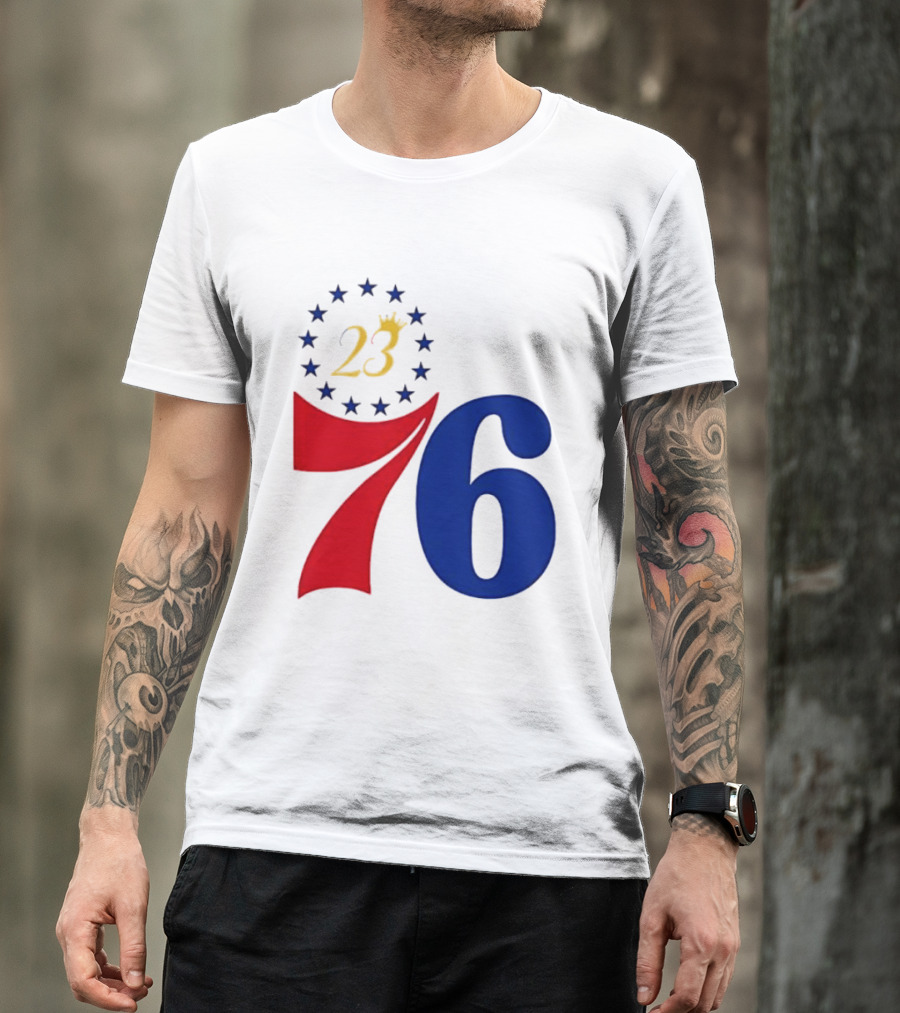 LeBron James 23 Philadelphia 76ers Inspired Number Stars T-Shirt
