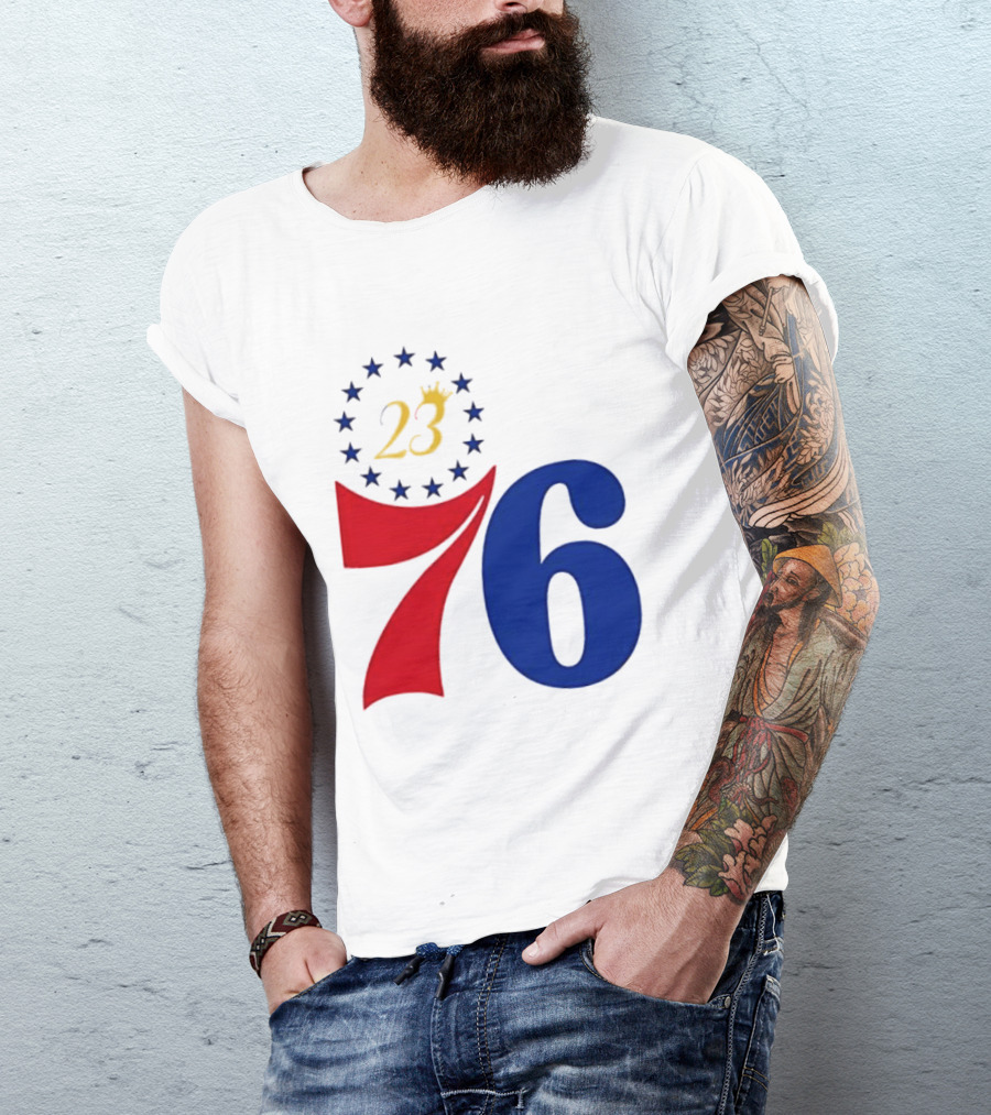 LeBron James 23 Philadelphia 76ers Inspired Number Stars T-Shirt