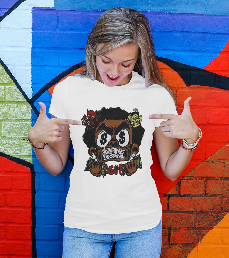 Dreams Money Cartoon Streetwear Dollar Eye Angel Devil T-Shirt