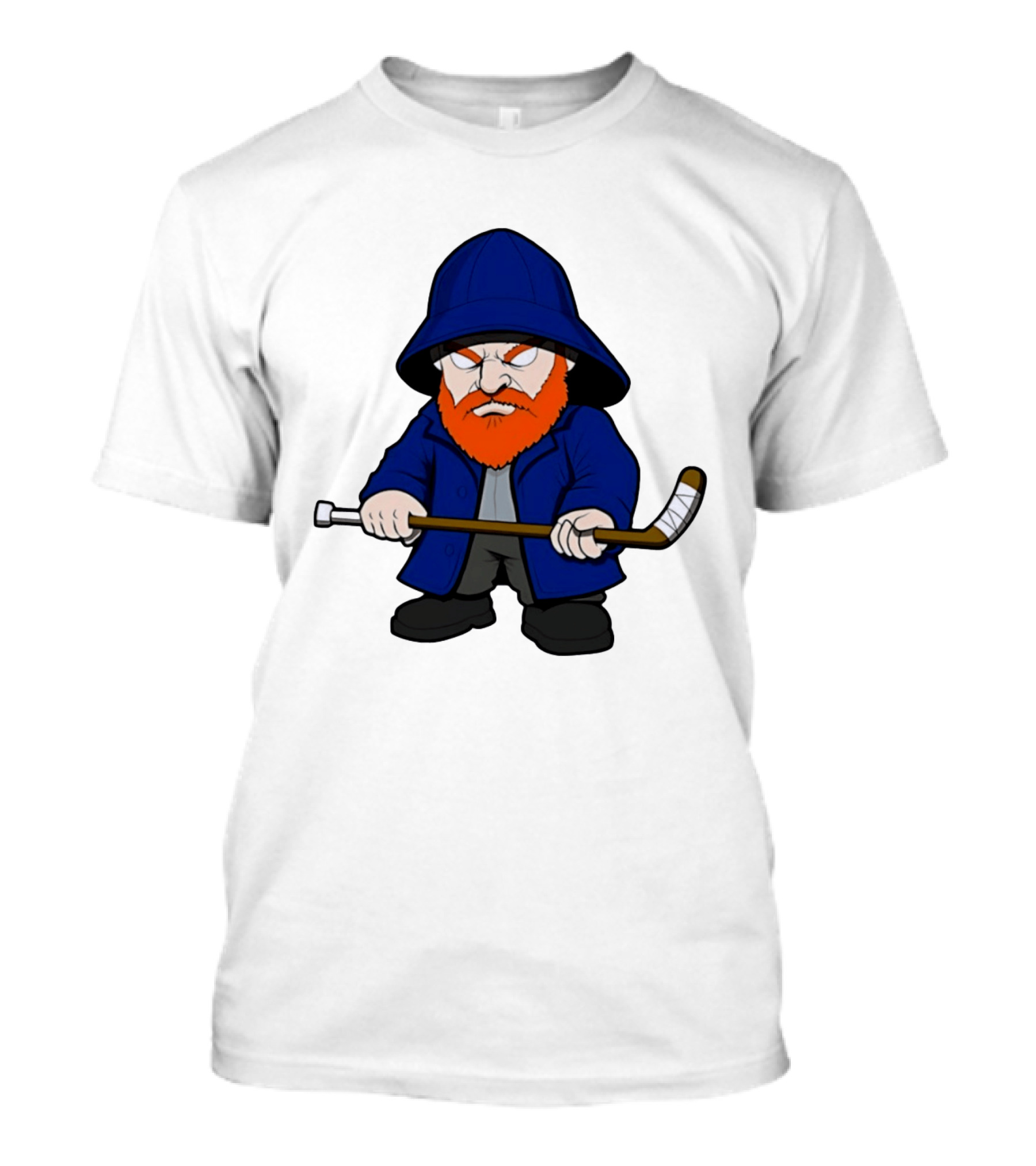 New Islanders Bearded Fisherman Cartoon Hockey Player T-Shirt