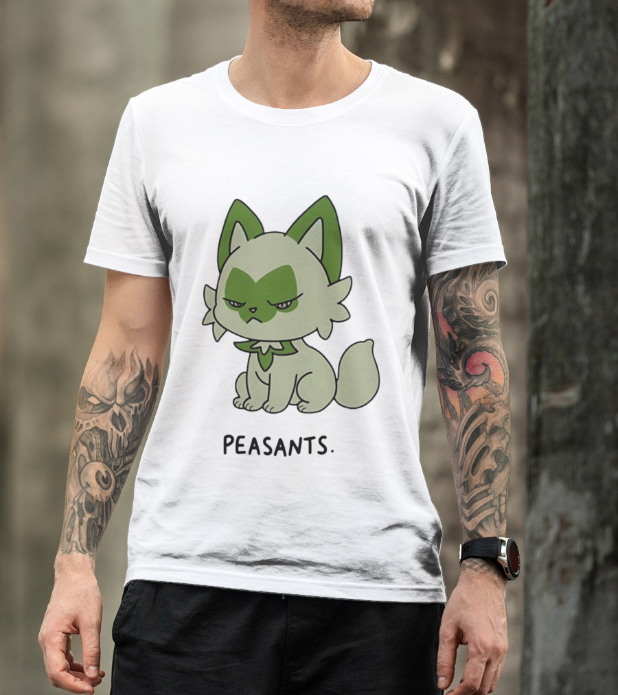 Sprigatito Peasants Meme Pokemon Cat Image Text Purr Delusion T-Shirt