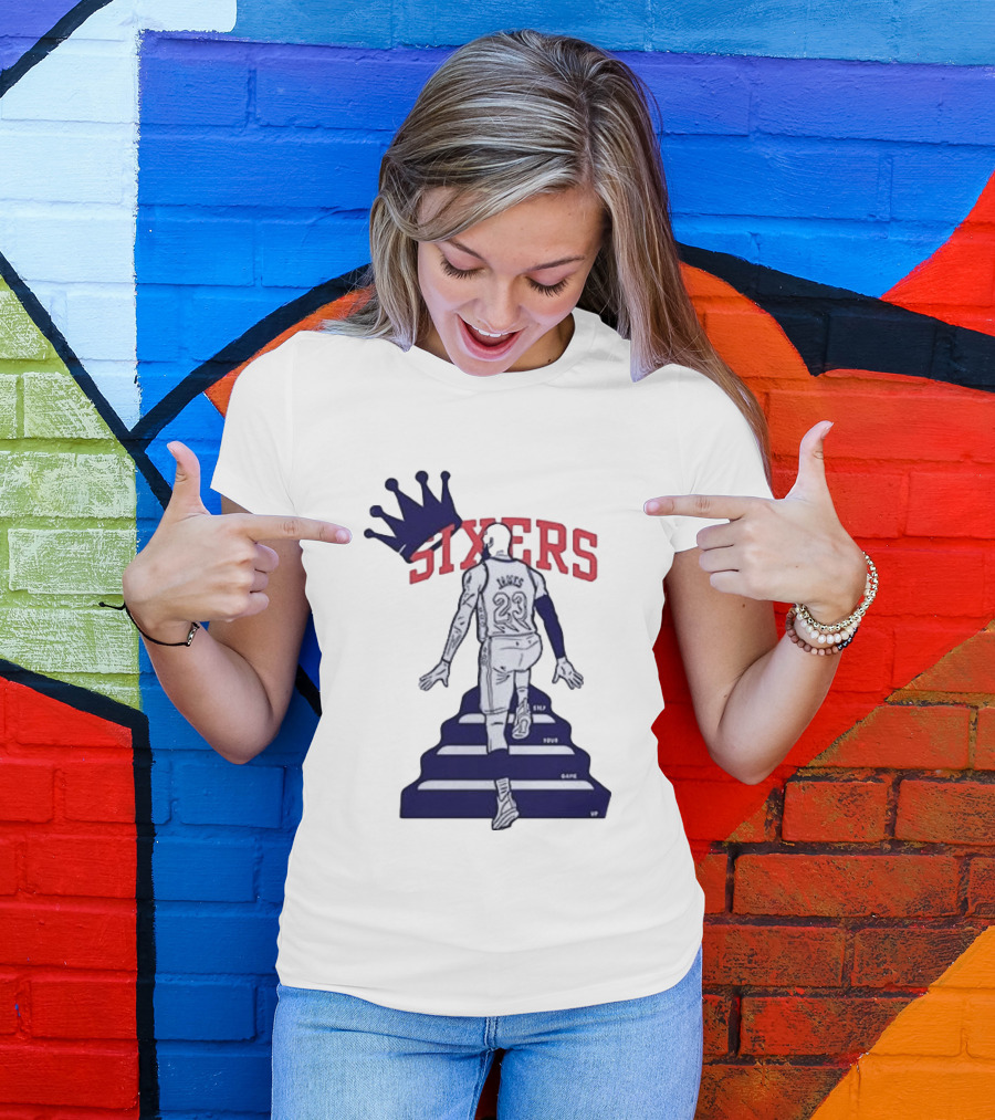 Philadelphia 76ers Sixers Lebron James Crowned Steps Silhouette 23 T-Shirt