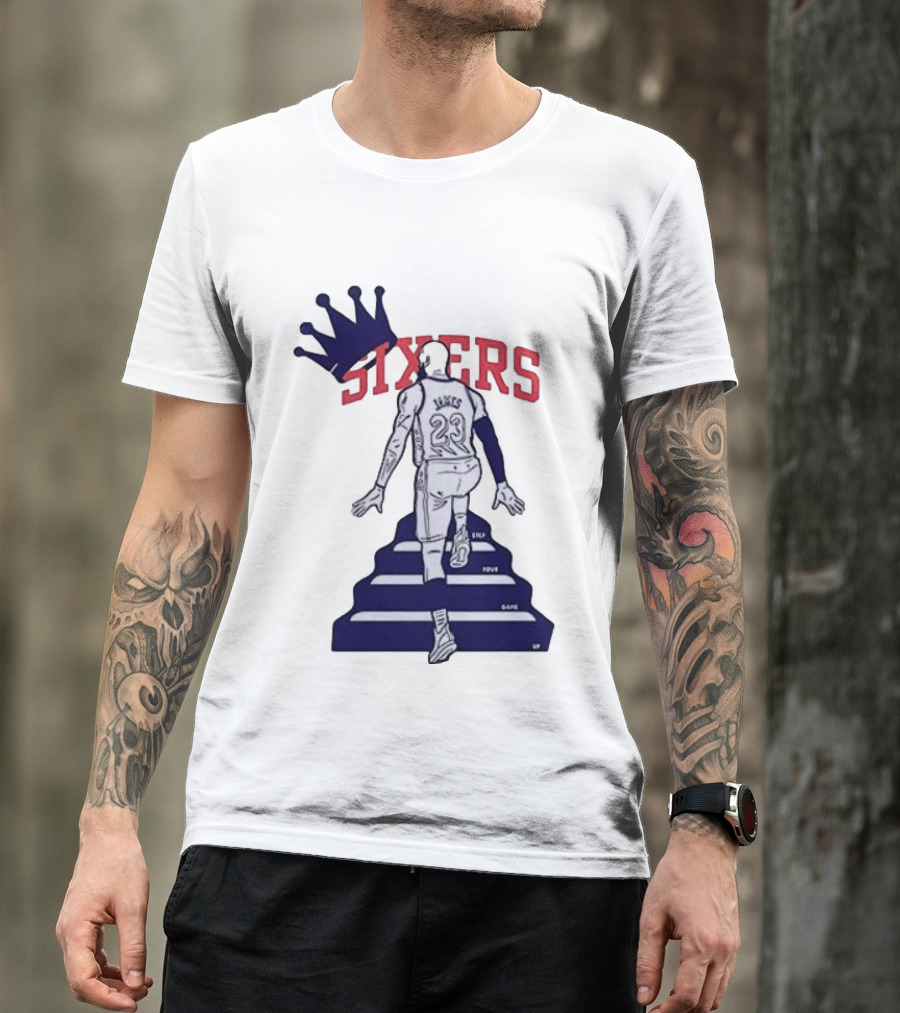 Philadelphia 76ers Sixers Lebron James Crowned Steps Silhouette 23 T-Shirt