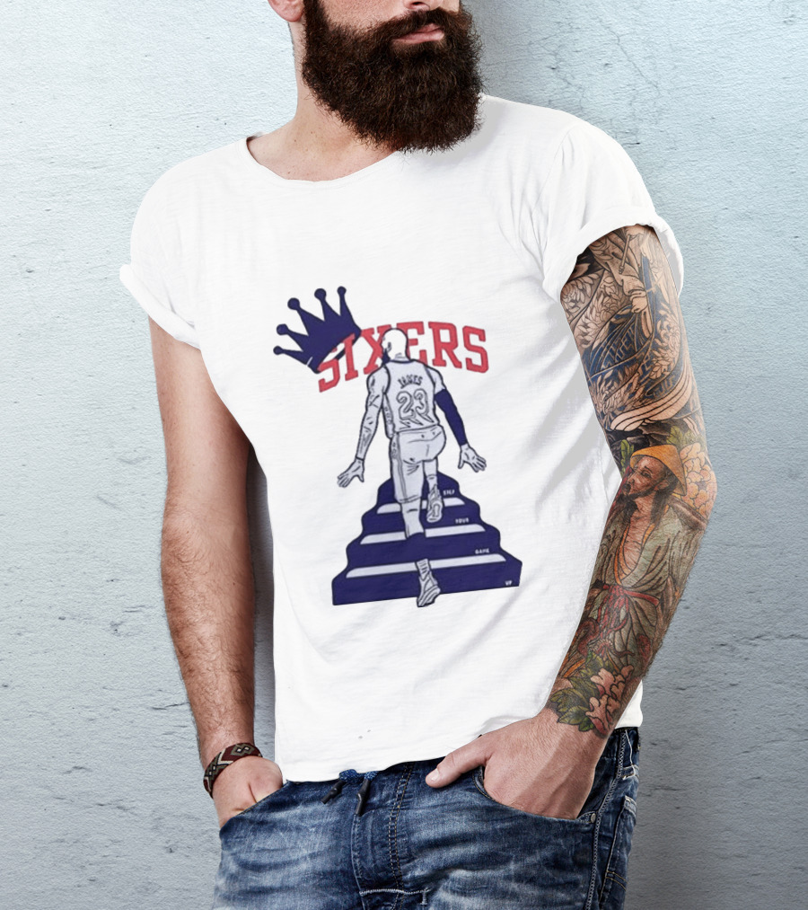 Philadelphia 76ers Sixers Lebron James Crowned Steps Silhouette 23 T-Shirt
