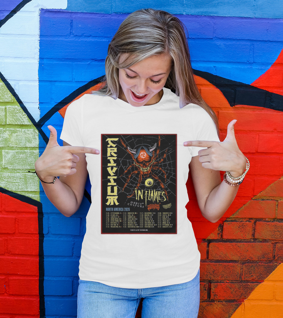 Trivium In Flames Orbit Culture Fit For An Autopsy North America 2026 Tour Dates And Locations T-Shirt
