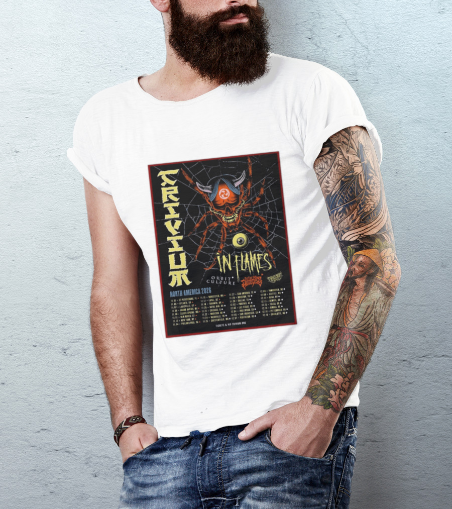 Trivium In Flames Orbit Culture Fit For An Autopsy North America 2026 Tour Dates And Locations T-Shirt